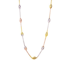 Load image into Gallery viewer, Sterling Silver Classy Three-Toned Italian Necklace with Multi Fancy Oval BeadsAnd Closure: Lobster Clasp Closure Length: 36