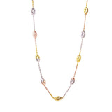 Sterling Silver Classy Three-Toned Italian Necklace with Multi Fancy Oval BeadsAnd Closure: Lobster Clasp Closure Length: 36