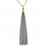 Sterling Silver Gold Plated Double Strand Chain with Hanging Tassel