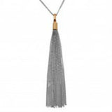 Sterling Silver Rose Gold Plated Double Strand Chain with Hanging Tassel