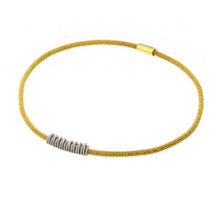 Load image into Gallery viewer, Sterling Silver Gold Plated Popcorn Italian Chain Necklace with Multi Paved Czs Design Magnetic Clasp ClosureAnd Chain Length of 17 And Thickness: 3.85MM