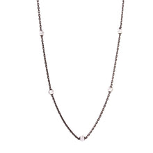 Load image into Gallery viewer, Sterling Silver Classy Black Rhodium Plated Italian Necklace with Multi Silver Fancy Round BeadsAnd Closure: Lobster Clasp Closure Length: 36