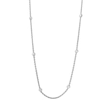 Load image into Gallery viewer, Sterling Silver Classy Rhodium Plated Italian Necklace with Multi Fancy Round BeadsAnd Closure: Lobster Clasp Closure Length: 36