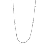 Sterling Silver Classy Rhodium Plated Italian Necklace with Multi Fancy Round BeadsAnd Closure: Lobster Clasp Closure Length: 36