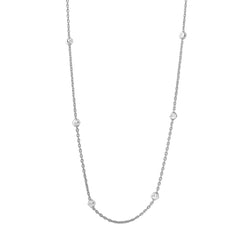 Sterling Silver Classy Rhodium Plated Italian Necklace with Multi Fancy Round BeadsAnd Closure: Lobster Clasp Closure Length: 36