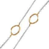 Sterling Silver Rhodium Plated Chain Necklace with Multi Curved Gold Plated Oval LoopsAnd Lobster Clasp ClosureAnd Length of 17