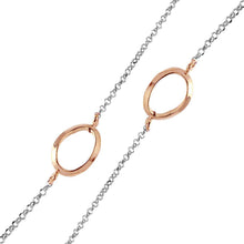 Load image into Gallery viewer, Sterling Silver Rhodium Plated Chain Necklace with Multi Curved Rose Gold Plated Oval LoopsAnd Lobster Clasp ClosureAnd Length of 17
