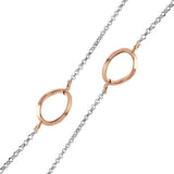 Sterling Silver Rhodium Plated Chain Necklace with Multi Curved Rose Gold Plated Oval LoopsAnd Lobster Clasp ClosureAnd Length of 17
