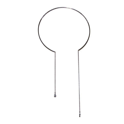 Sterling Silver Cuff Wire Necklace With Asymmetrical Tear Drops