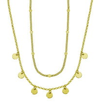 Load image into Gallery viewer, Sterling Silver Gold Plated Multi Chain Dangling Disc Charm Necklace - silverdepot
