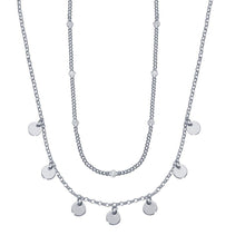 Load image into Gallery viewer, Sterling Silver Rhodium Plated Multi Chain Dangling Disc Charm Necklace - silverdepot