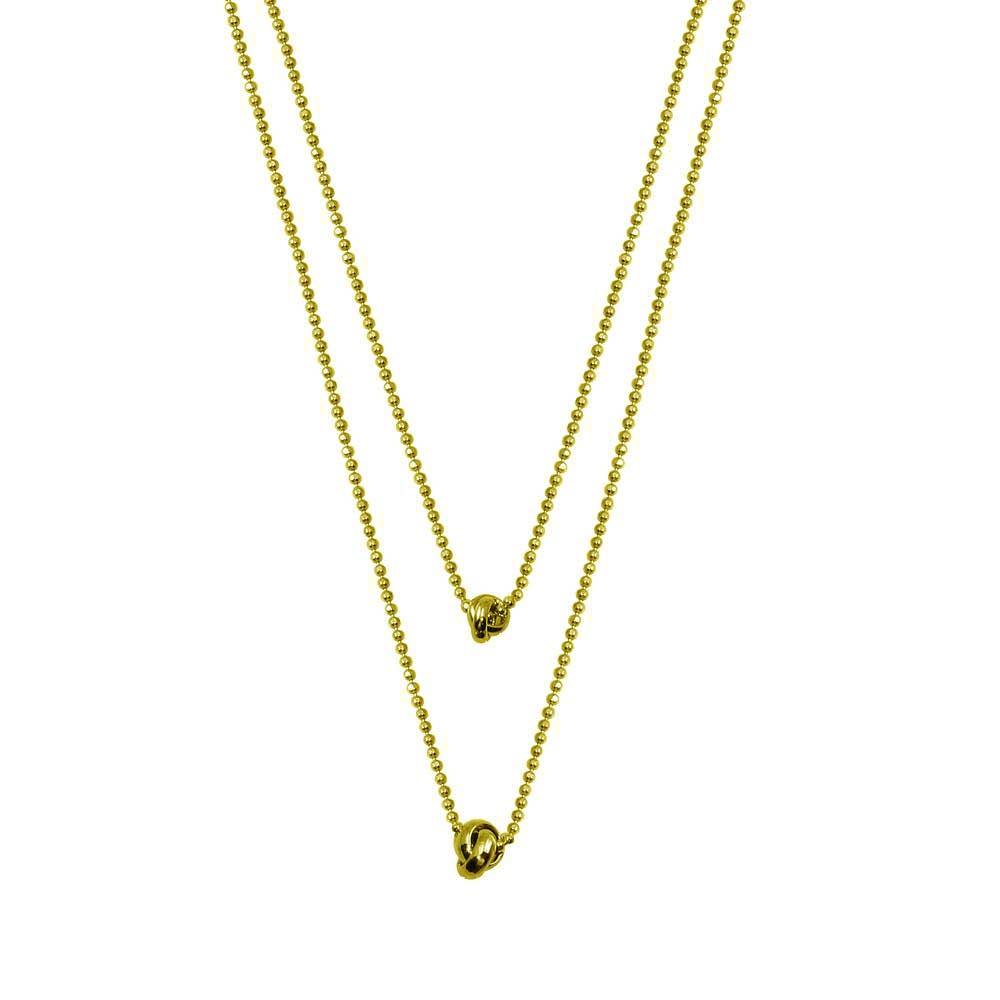 Sterling Silver Gold Plated Multi Beaded Chain Knot Charm Necklace