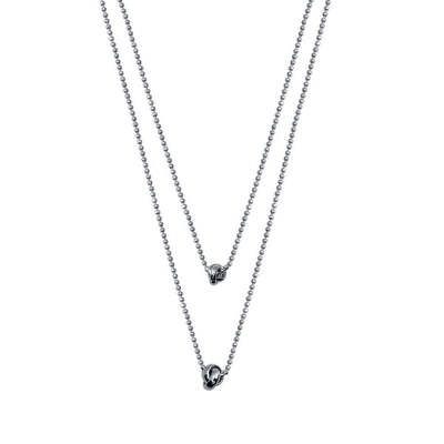 Sterling Silver Rhodium Plated Multi Beaded Chain Knot Charm Necklace - silverdepot