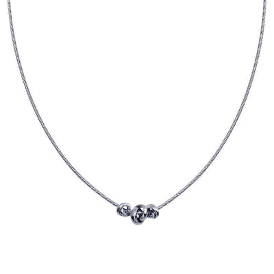 Sterling Silver Rhodium Plated DC Snake Chain Knot Charm Necklace - silverdepot