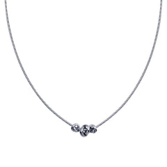 Sterling Silver Rhodium Plated DC Snake Chain Knot Charm Necklace