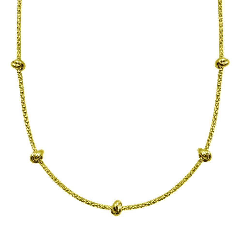 Sterling Silver Gold Plated Correana Chain 5 Knot Charm Necklace - silverdepot