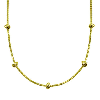 Sterling Silver Gold Plated Correana Chain 5 Knot Charm Necklace - silverdepot