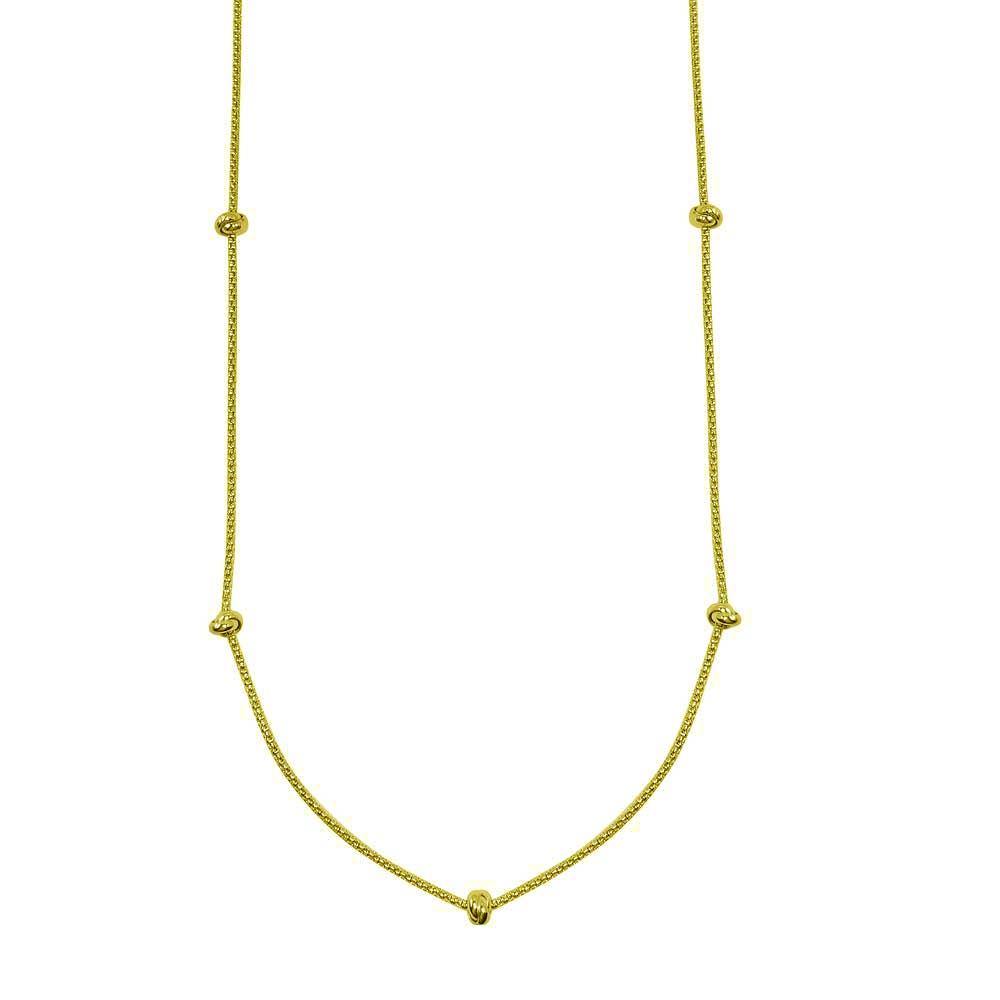 Sterling Silver Gold Plated Correana Chain 7 Knot Charm Necklace - silverdepot