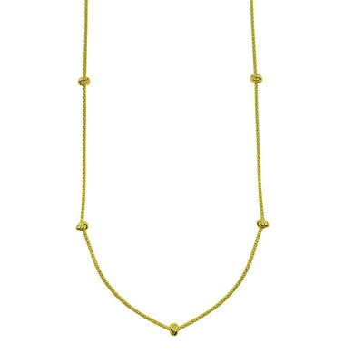 Sterling Silver Gold Plated Correana Chain 7 Knot Charm Necklace - silverdepot