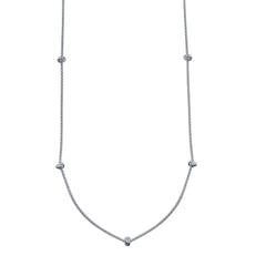 Sterling Silver Rhodium Plated Correana Chain 7 Knot Charm Necklace