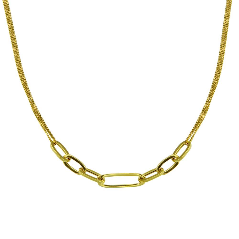 Sterling Silver Gold Plated Cuban Paperclip Chain Necklace