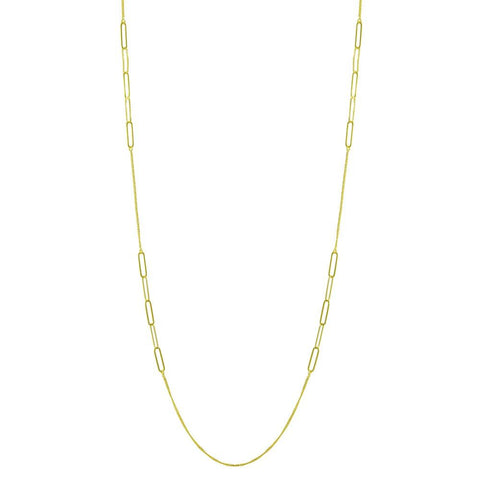 Sterling Silver Gold Plated Paperclip Chain Necklace