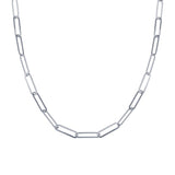 Sterling Silver Rhodium Plated Paperclip Chain Necklace