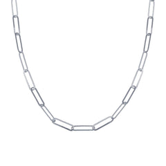 Sterling Silver Rhodium Plated Paperclip Chain Necklace