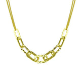 Sterling Silver Gold Plated Paperclip Chain Textured Necklace