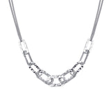 Sterling Silver Rhodium Plated Paperclip Chain Textured Necklace