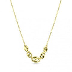 Sterling Silver Gold Plated Puffed Mariner Adjustable Link Necklace