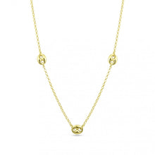 Load image into Gallery viewer, Sterling Silver Gold Plated Three Puffed Mariner Adjustable Link Necklace