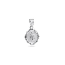 Load image into Gallery viewer, Sterling Silver High Polished Wavy Edge Lady of Guadalupe Medallion 12mm x 16mm Pendant