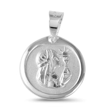 Load image into Gallery viewer, Sterling Silver High Polished DC Communion 10.6mm Medallion Matte Finish For Girl