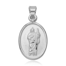 Load image into Gallery viewer, Sterling Silver High Polished St. Jude Medallion 16mm x 12mm Charm Pendant