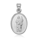 Sterling Silver High Polished St. Jude Medallion 16mm x 12mm Charm Pendant