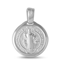 Load image into Gallery viewer, Sterling Silver High Polished Saint Benedict 13mm Medallion