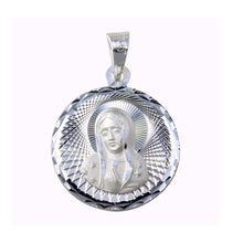 Load image into Gallery viewer, Sterling Silver High Polished Diamond Cut 18.6mm Guadalupe Medallion