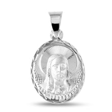 Load image into Gallery viewer, Sterling Silver High Polished Diamond Cut Jesus 27mm x 19mm Medallion