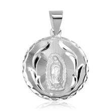 Load image into Gallery viewer, Sterling Silver High Polished DC Our Lady Of Guadalupe Medallion 23mm Charm Pendant