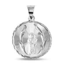Load image into Gallery viewer, Sterling Silver High Polished Diamond Cut Saint Jude Round 23mm Medallion