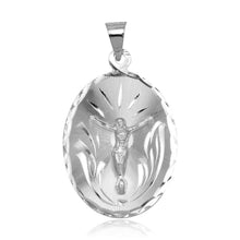 Load image into Gallery viewer, Sterling Silver High Polished DC Oval Crucifix Medallion 26mmx 45mm Pendant