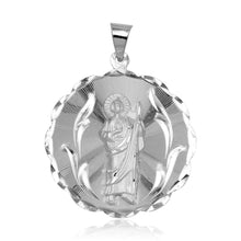 Load image into Gallery viewer, Sterling Silver High Polished DC Round St. Jude Medallion 33mm Pendant