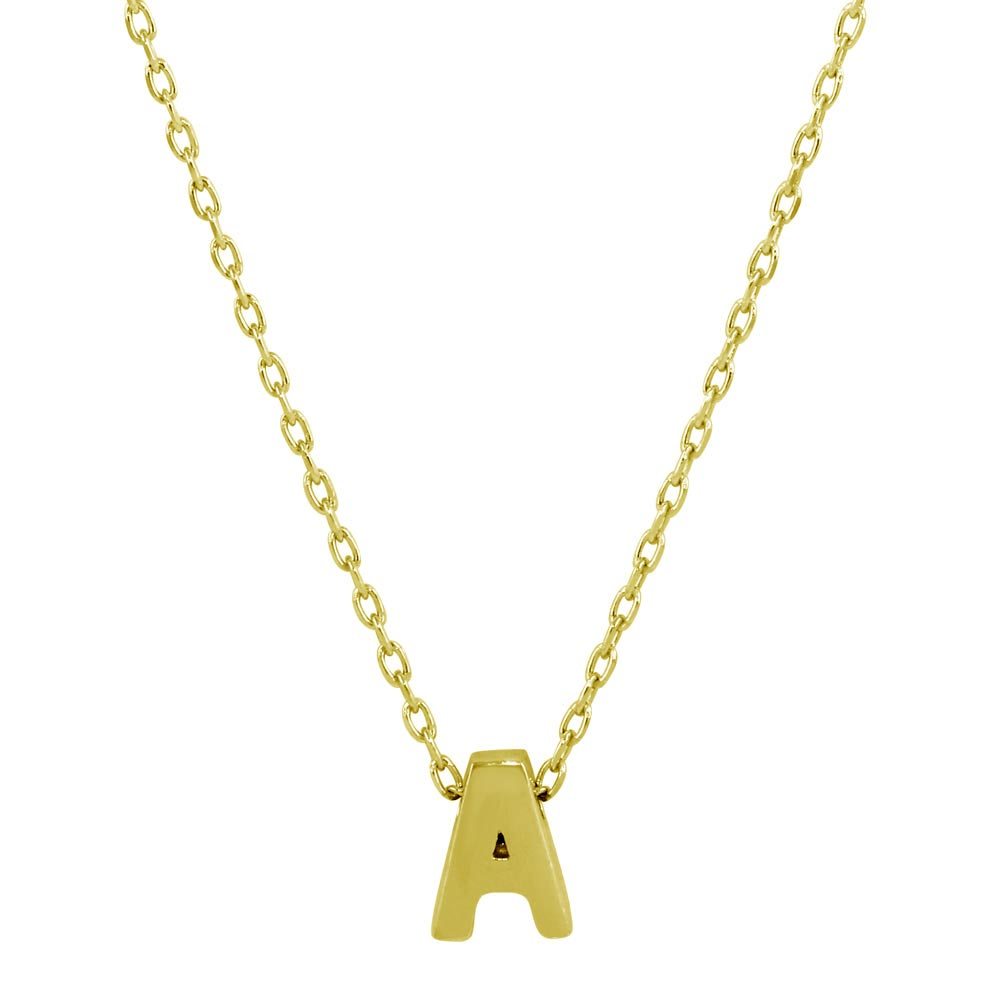 Sterling Silver Gold Plated Small Initial A Necklace