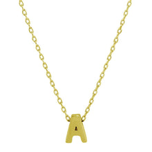 Load image into Gallery viewer, Sterling Silver Gold Plated Small Initial A Necklace