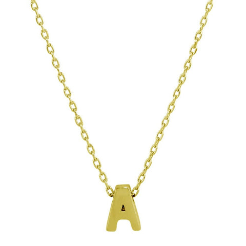 Sterling Silver Gold Plated Small Initial A Necklace