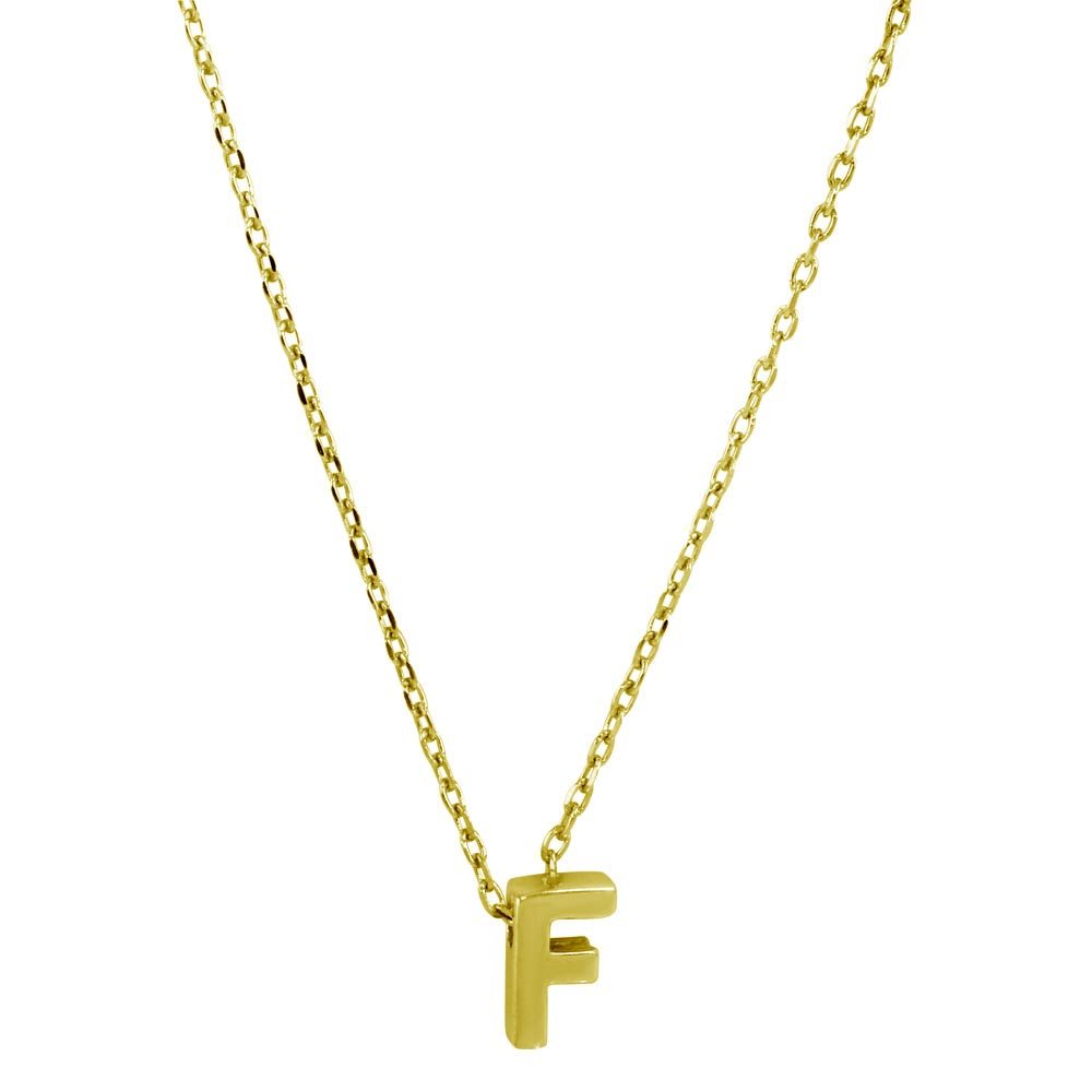 Sterling Silver Gold Plated Small Initial F Necklace