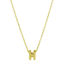 Load image into Gallery viewer, Sterling Silver Gold Plated Small Initial H Necklace