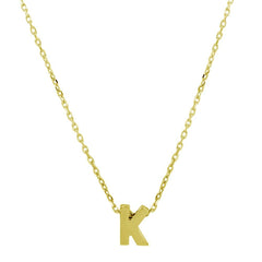 Sterling Silver Gold Plated Small Initial K Necklace