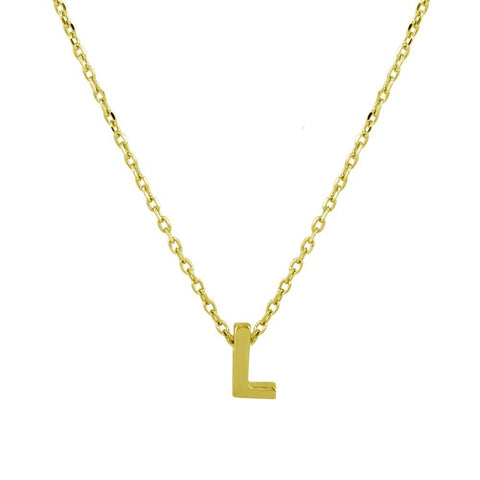 Sterling Silver Gold Plated Small Initial L Necklace